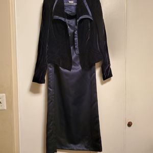 2pc, velvet jkt & f/l satin skirt